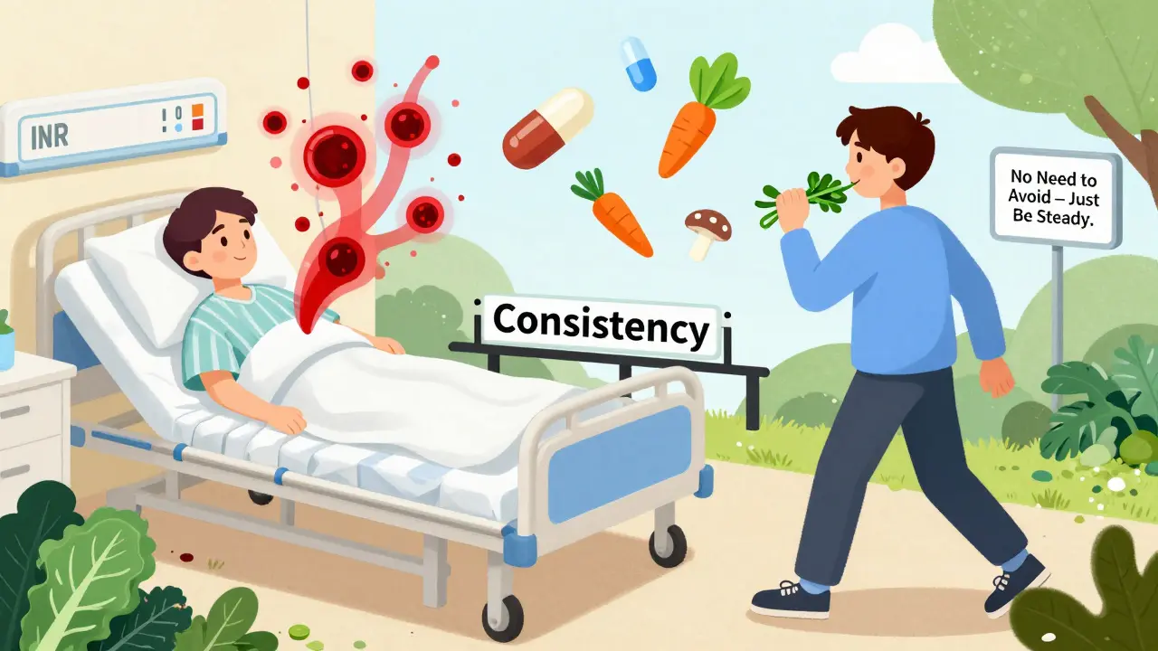 Split scene: chaotic hospital vs. calm daily routine with consistent greens