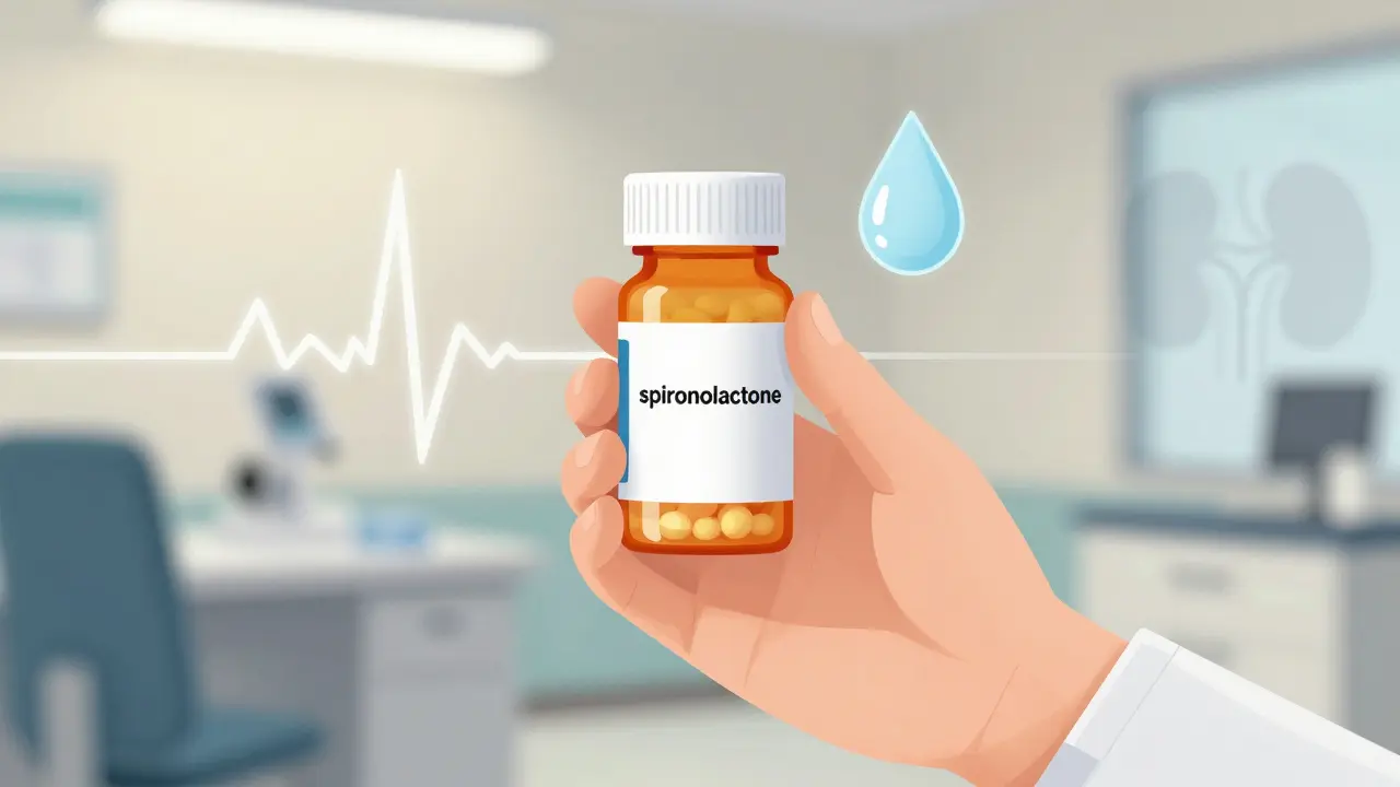 Hand holding pill bottle with health monitoring symbols