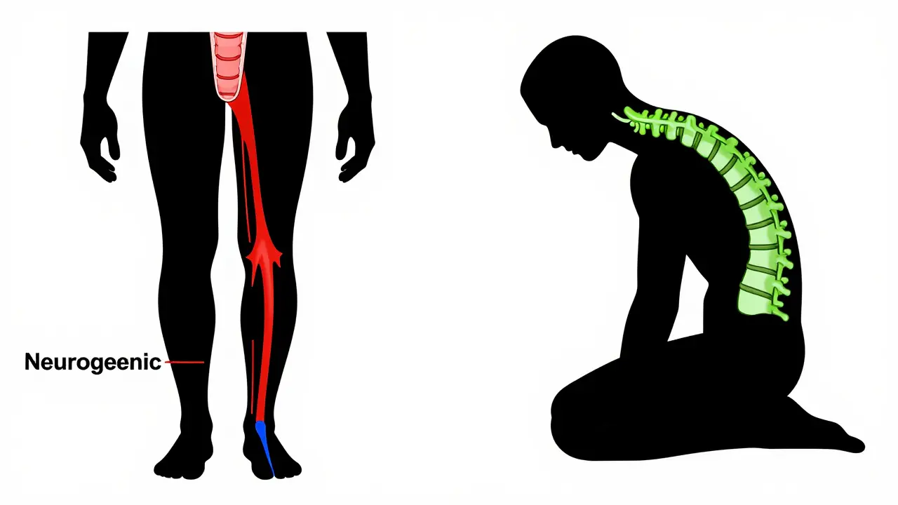 Illustration comparing upright vs bent posture effect on spinal nerves