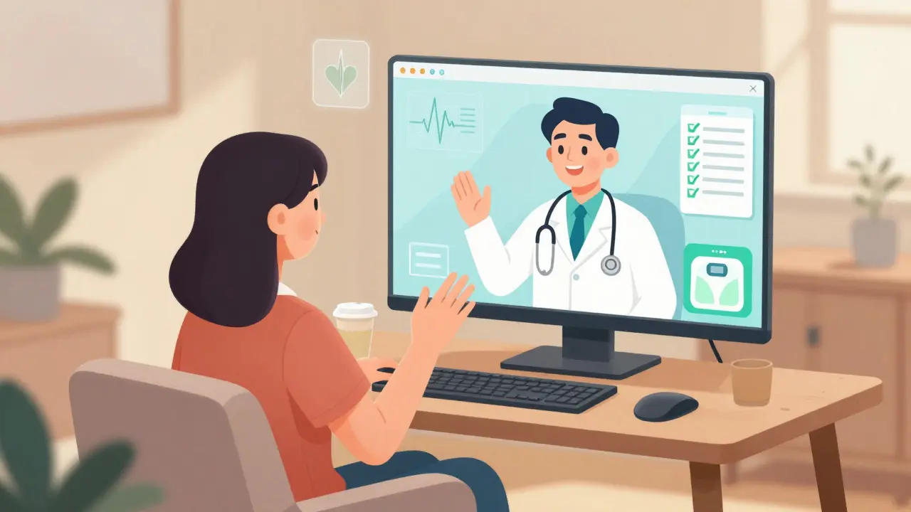 Patient having video consultation with doctor via hologram