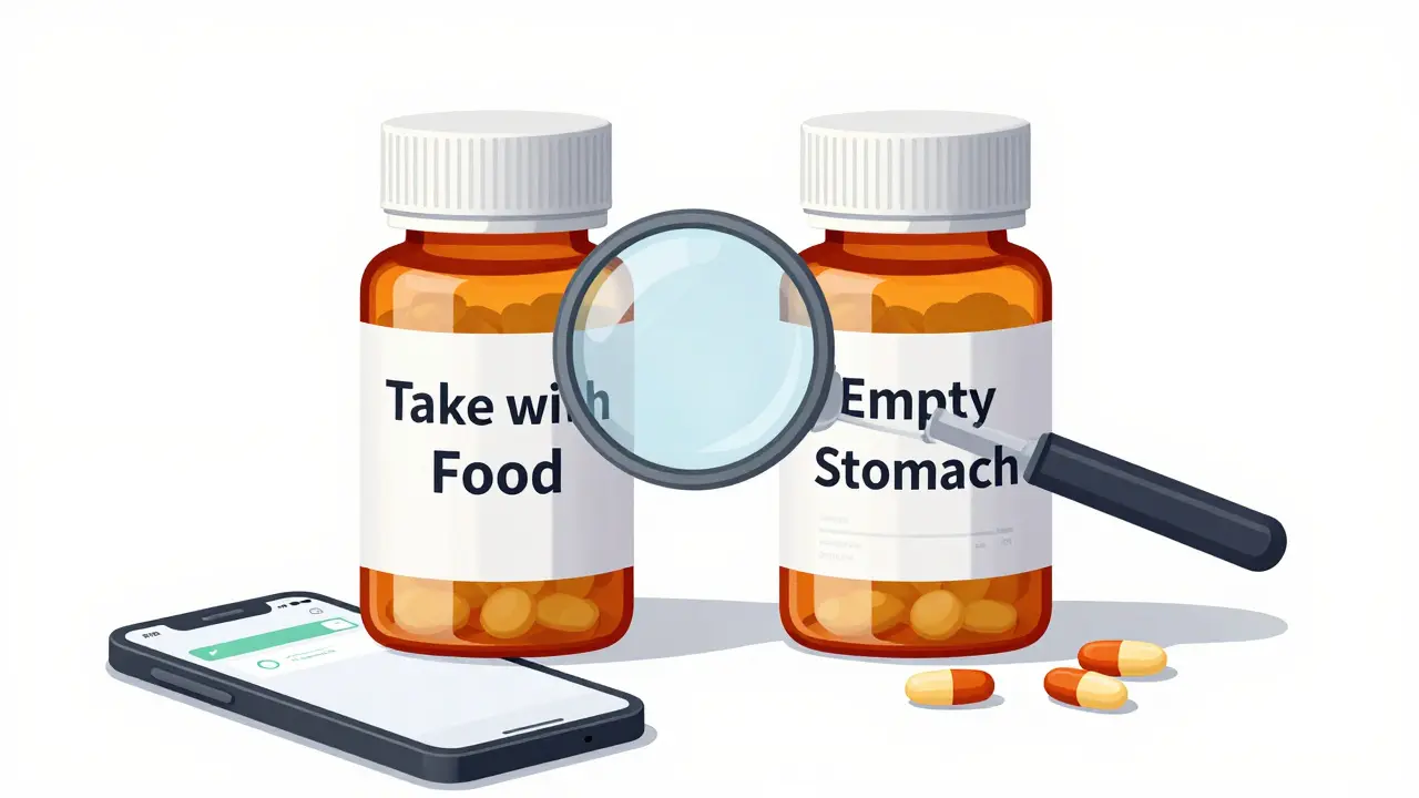 Two pill bottles with conflicting labels and a smartphone reminder