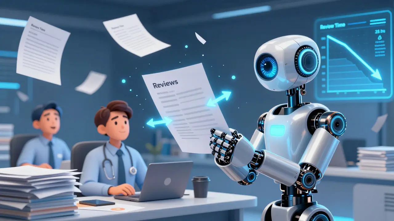 AI robot assisting FDA reviewers to reduce approval timelines