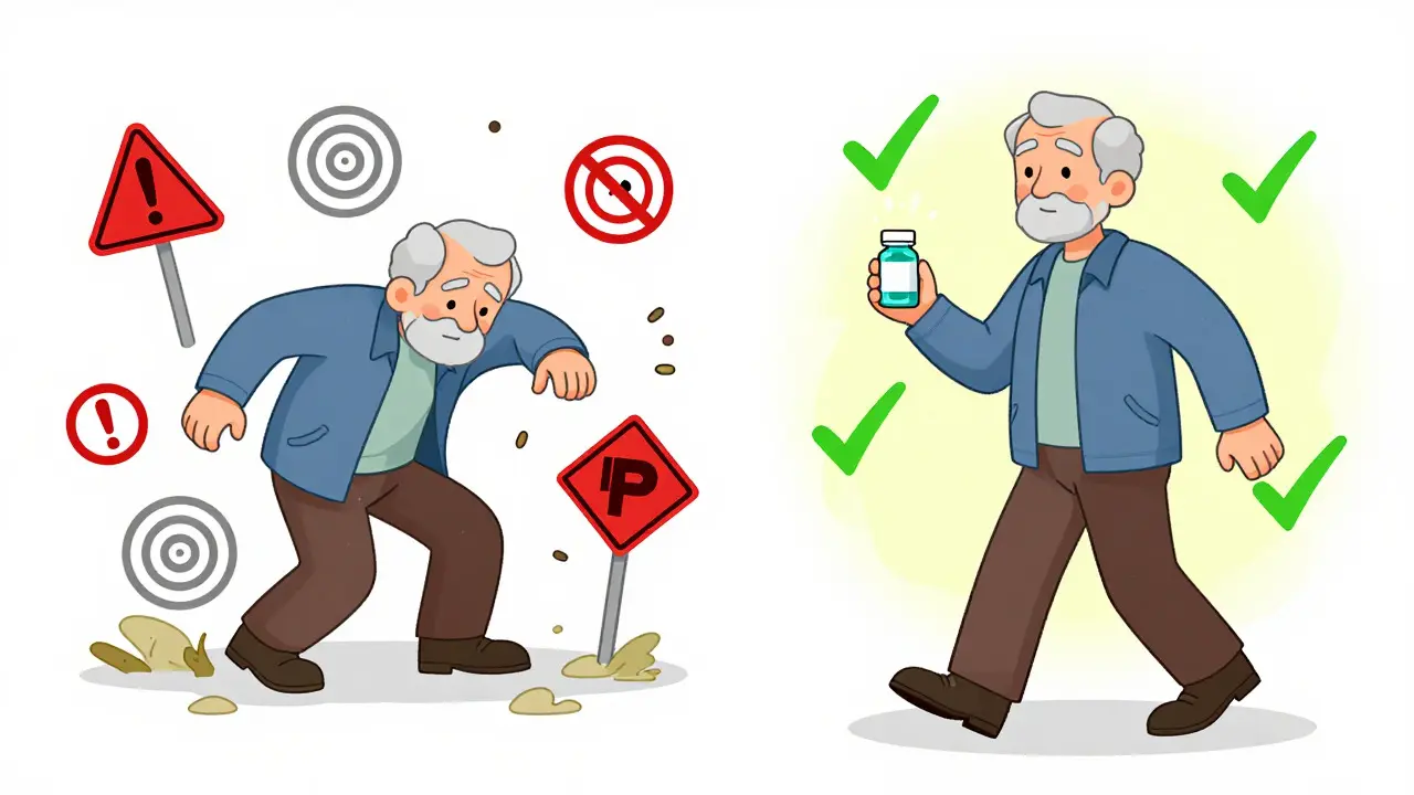 Comparison of unsafe stumbling versus safe, steady walking