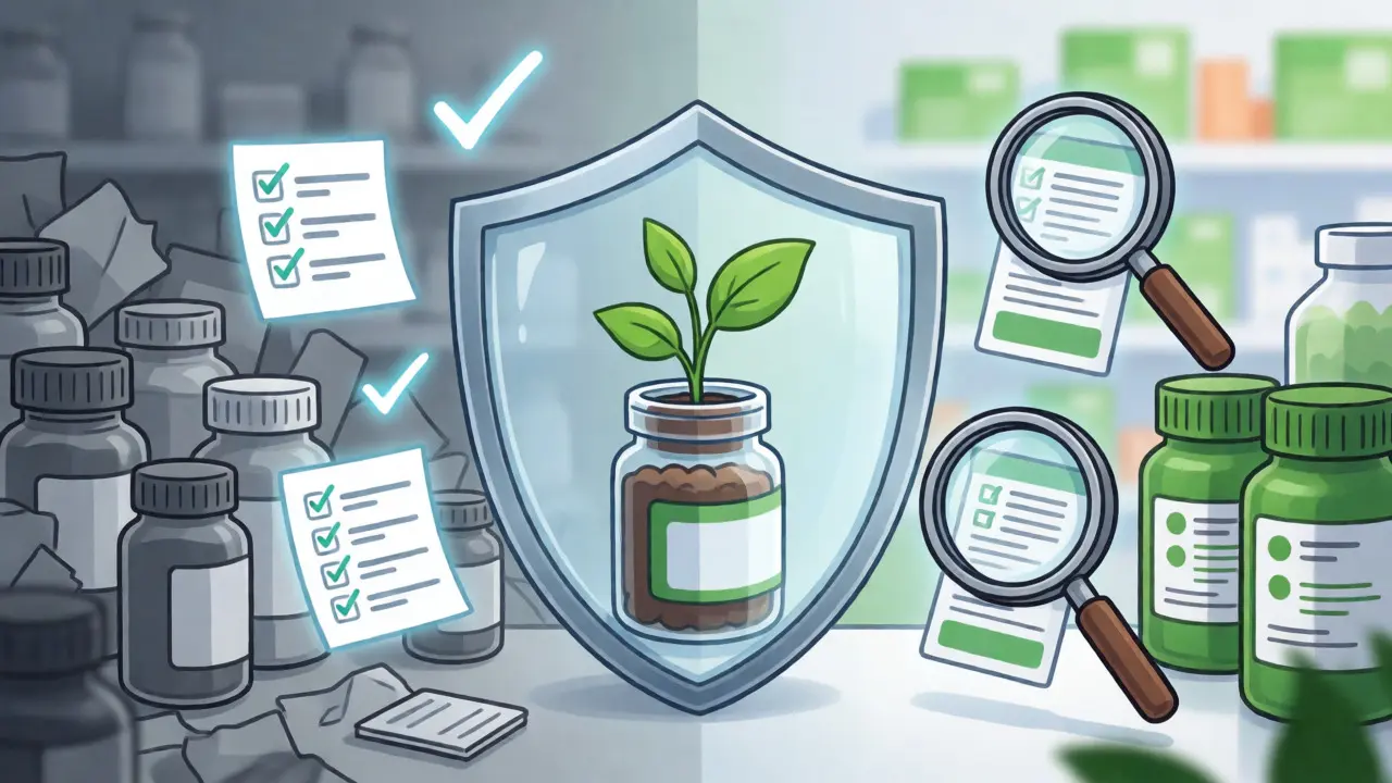 Protective shield over pill bottle symbolizing safe medication management